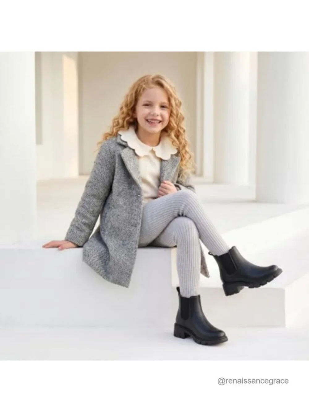 Girls Chunky Chelsea Ankle Boots Slip-on Lug Sole Water-Resistant
